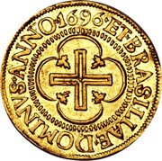 Brazil 2000 Reis Peter II 1696 KM# 88 ET. BRASILIAE. DOMINVS. ANNO. 1696 coin reverse Brazil 2000 Reis Peter II 1696 KM# 88 ET. BRASILIAE. DOMINVS. ANNO. 1696 coin reverse