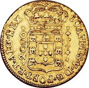 Brazil 2000 Reis Joao V 1726 R KM# 112 IOANNES. V. D. G. PORT. ET. ALG. REX. 2000 coin obverse Brazil 2000 Reis Joao V 1726 R KM# 112 IOANNES. V. D. G. PORT. ET. ALG. REX. 2000 coin obverse