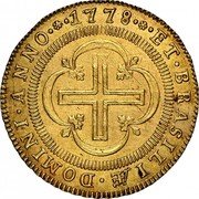 Brazil 2000 Reis Maria I and Pedro III 1778 KM# 209 ET BRASILIÆ DOMINI ANNO 1778 coin reverse Brazil 2000 Reis Maria I and Pedro III 1778 KM# 209 ET BRASILIÆ DOMINI ANNO 1778 coin reverse