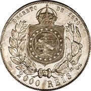 Brazil 2000 Reis Pedro II 1886 KM# 485 DECRETO DE 1870 2000 REIS coin reverse Brazil 2000 Reis Pedro II 1886 KM# 485 DECRETO DE 1870 2000 REIS coin reverse