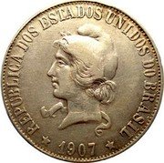 Brazil 2000 Reis Liberty. Republic 1907 KM# 508 REPUBLICA DOS ESTADOS UNIDOS DO BRASIL 1906 coin obverse Brazil 2000 Reis Liberty. Republic 1907 KM# 508 REPUBLICA DOS ESTADOS UNIDOS DO BRASIL 1906 coin obverse