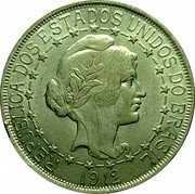 Brazil 2000 Reis Liberty. Republic 1912 KM# 511 REPUBLICA DOS ESTADOS UNIDOS DO BRASIL 1913 coin obverse Brazil 2000 Reis Liberty. Republic 1912 KM# 511 REPUBLICA DOS ESTADOS UNIDOS DO BRASIL 1913 coin obverse