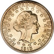 Brazil 2000 Reis Liberty. Republic 1913 A KM# 514 REPUBLICA DOS ESTADOS UNIDOS DO BRAZIL 1913 coin obverse