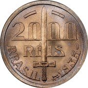 Brazil 2000 Reis Duke of Caxias 1935 KM# 535 2000 RÉIS BRASIL 1935 W.T. coin obverse Brazil 2000 Reis Duke of Caxias 1935 KM# 535 2000 RÉIS BRASIL 1935 W.T. coin obverse