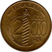 Brazil 2000 Reis Duke of Caxias 1936 KM# 542 BRASIL 1937 2000 RS WT coin obverse Brazil 2000 Reis Duke of Caxias 1936 KM# 542 BRASIL 1937 2000 RS WT coin obverse