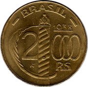 Brazil 2000 Reis Duke of Caxias 1938 KM# 548 BRASIL 1938 2000 W RS coin obverse Brazil 2000 Reis Duke of Caxias 1938 KM# 548 BRASIL 1938 2000 W RS coin obverse