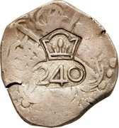 Brazil 240 Reis Joao IV Countermarked Coin ND (1643) KM# 3 240 coin reverse Brazil 240 Reis Joao IV Countermarked Coin ND (1643) KM# 3 240 coin reverse