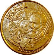 Brazil 25 Centavos Deodoro da Fonseca. T Inside Stripes 1998 KM# 650 BRASIL DEODORO REPUBLICA 15 DE NOVEMBRO coin obverse Brazil 25 Centavos Deodoro da Fonseca. T Inside Stripes 1998 KM# 650 BRASIL DEODORO REPUBLICA 15 DE NOVEMBRO coin obverse