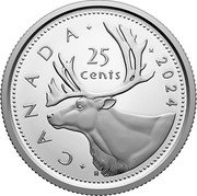 Canada 25 Cents (Charles III. Caribou) 2024 25 CENTS CANADA H coin reverse Canada 25 Cents (Charles III. Caribou) 2024 25 CENTS CANADA H coin reverse