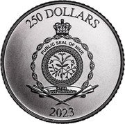 Niue 250 Dollars (Tree of Life) 250 DOLLARS PUBLIC SEAL OF NIUE ATUA NIUE TUKULAGI 2023 coin obverse Niue 250 Dollars (Tree of Life) 250 DOLLARS PUBLIC SEAL OF NIUE ATUA NIUE TUKULAGI 2023 coin obverse