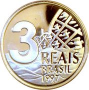 Brazil 3 Reais 100th Anniversary of Belo Horizonte 1997 Proof KM# 645 3 REAIS BRASIL 1997 coin obverse
