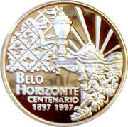 Brazil 3 Reais 100th Anniversary of Belo Horizonte 1997 Proof KM# 645 BELO HORIZONTE CENTENÁRIO 1897 1997 coin reverse