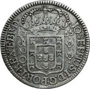 Brazil 320 Reis Jose I 1755 R KM# 169.1 JOSEPHUS I D G PORT REX ET BRAS D 17 57 320 coin obverse Brazil 320 Reis Jose I 1755 R KM# 169.1 JOSEPHUS I D G PORT REX ET BRAS D 17 57 320 coin obverse