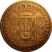 Brazil 320 Reis Maria I and Pedro III 1780 KM# 206 MARIA I ET PETRUS III D G PORT REGES ET BRAS D 17 84 320 coin obverse Brazil 320 Reis Maria I and Pedro III 1780 KM# 206 MARIA I ET PETRUS III D G PORT REGES ET BRAS D 17 84 320 coin obverse