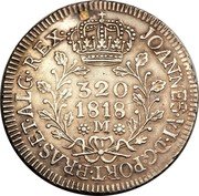 Brazil 320 Reis John VI 1818 M KM# 324.1 JOANNES. VI. D. G. PORT. BRAS.ET. ALG. REX. 320 1818 M coin obverse Brazil 320 Reis John VI 1818 M KM# 324.1 JOANNES. VI. D. G. PORT. BRAS.ET. ALG. REX. 320 1818 M coin obverse