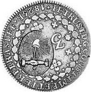 Brazil 320 Reis Rio Grandense. Piratini Republic 1825 R KM# E415 PETRUS I D G CONST IMP ET PERP BRAS DEF B 1823 B coin obverse