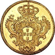 Brazil 3200 Reis Maria I and Pedro III 1781 B Herit. Signature 3020, AU55 - $13,000. KM# 150 coin reverse Brazil 3200 Reis Maria I and Pedro III 1781 B Herit. Signature 3020, AU55 - $13,000. KM# 150 coin reverse