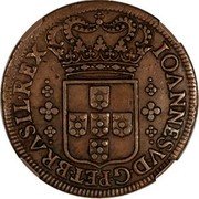 Brazil 40 Reis JoAo V Province of Minas Gerais 1722 KM# 111 IOANNES V D G P ET BRASIL REX coin obverse Brazil 40 Reis JoAo V Province of Minas Gerais 1722 KM# 111 IOANNES V D G P ET BRASIL REX coin obverse