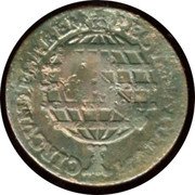 Brazil 40 Reis Countermarked Coinage ND (1809) KM# 278.5 PECVNIA TOTVM CIRCVMIT ORBEM coin reverse Brazil 40 Reis Countermarked Coinage ND (1809) KM# 278.5 PECVNIA TOTVM CIRCVMIT ORBEM coin reverse