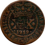 Brazil 40 Reis Joao ND (1809) Host Date 1719 KM# 276 XX 1718 IOANNES.V.DG.PET.BRASIL.REX coin obverse Brazil 40 Reis Joao ND (1809) Host Date 1719 KM# 276 XX 1718 IOANNES.V.DG.PET.BRASIL.REX coin obverse
