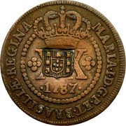 Brazil 40 Reis Joao Countermarked Coin ND (1809) Host Date 1787 KM# 283.1 MARIA I D G P ET BRASILIAE REGINA coin obverse