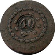 Brazil 40 Reis Countermarked Coinage ND (1835) Host Date 1831B KM# 444.2 D.G.CONST.IMP.ET.PERP.BRAS.DEF 1831 B 40 coin obverse Brazil 40 Reis Countermarked Coinage ND (1835) Host Date 1831B KM# 444.2 D.G.CONST.IMP.ET.PERP.BRAS.DEF 1831 B 40 coin obverse