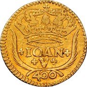 Brazil 400 Reis Joao V 1725 M KM# 118 IOAN V 400 coin obverse Brazil 400 Reis Joao V 1725 M KM# 118 IOAN V 400 coin obverse