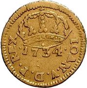 Brazil 400 Reis Joao V 1734 M KM# 145 IOAN V DP REX 1733 coin reverse Brazil 400 Reis Joao V 1734 M KM# 145 IOAN V DP REX 1733 coin reverse