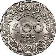 Brazil 400 Reis President Getulio Vargas 1938 KM# 547 GETULIO VARGAS coin reverse Brazil 400 Reis President Getulio Vargas 1938 KM# 547 GETULIO VARGAS coin reverse