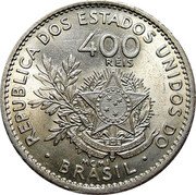 Brazil 400 Reis Liberty. Republic ND (1901) MCMI KM# 505 REPUBLICA DOS ESTADOS UNIDOS DO 400 RÉIS MCMI BRASIL coin obverse Brazil 400 Reis Liberty. Republic ND (1901) MCMI KM# 505 REPUBLICA DOS ESTADOS UNIDOS DO 400 RÉIS MCMI BRASIL coin obverse