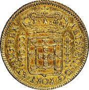 Brazil 4000 Reis Pedro II 1703 R Herit. Signature 3024, AU58 - $12,500. KM# 101 PETRVS II D G PORT ET ALG REX 4000 coin obverse
