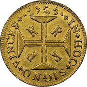 Brazil 4000 Reis Joao V 1726 R KM# 102 1715 IN HOC SIGNO VINCES R R R R coin reverse Brazil 4000 Reis Joao V 1726 R KM# 102 1715 IN HOC SIGNO VINCES R R R R coin reverse