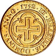 Brazil 4000 Reis Jose I 1752 KM# 171.1 ET BRASILIÆ DOMINVS ANNO 1753 coin reverse Brazil 4000 Reis Jose I 1752 KM# 171.1 ET BRASILIÆ DOMINVS ANNO 1753 coin reverse