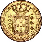 Brazil 4000 Reis Maria I and Pedro III 1779 KM# 210 MARIA I ET PETRUS III D G PORTUG REGES 4000 coin obverse Brazil 4000 Reis Maria I and Pedro III 1779 KM# 210 MARIA I ET PETRUS III D G PORTUG REGES 4000 coin obverse