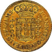 Brazil 4000 Reis Joao 1805 KM# 235.1 JOANNES. D G PORT ET ALG P REGENS 4000 coin obverse Brazil 4000 Reis Joao 1805 KM# 235.1 JOANNES. D G PORT ET ALG P REGENS 4000 coin obverse