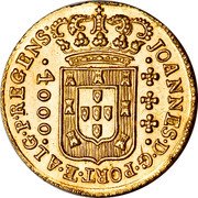 Brazil 4000 Reis Joao Prince Regent 1814 KM# 235.2 JOANNES D G PORT ET ALG P REGENS 4000 coin obverse Brazil 4000 Reis Joao Prince Regent 1814 KM# 235.2 JOANNES D G PORT ET ALG P REGENS 4000 coin obverse
