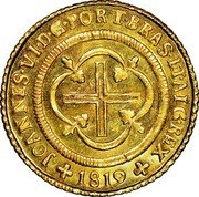 Brazil 4000 Reis John VI 1819 KM# 327.3 JOANNES VI D G PORT BRAS ET ALG REX 1810 coin obverse