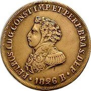 Brazil 4000 Reis Pedro I 1826 B KM# 369.2 PETRUS.I.D.G.CONST.IMP.ET.PERP.BRAS.DEF 80 1832 R coin obverse Brazil 4000 Reis Pedro I 1826 B KM# 369.2 PETRUS.I.D.G.CONST.IMP.ET.PERP.BRAS.DEF 80 1832 R coin obverse