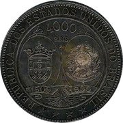 Brazil 4000 Reis 400th Anniversary of the Discovery of Brazil 1900 KM# 502.2 REPUBLICA DOS ESTADOS UNIDOS DO BRASIL 4000 REIS 1500 1900 coin obverse Brazil 4000 Reis 400th Anniversary of the Discovery of Brazil 1900 KM# 502.2 REPUBLICA DOS ESTADOS UNIDOS DO BRASIL 4000 REIS 1500 1900 coin obverse
