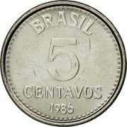 Brazil 5 Centavos National Arms 1986 KM# 601 BRASIL 5 CENTAVOS 1986 coin reverse Brazil 5 Centavos National Arms 1986 KM# 601 BRASIL 5 CENTAVOS 1986 coin reverse
