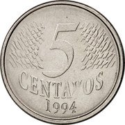 Brazil 5 Centavos Liberty 1994 KM# 632 5 CENTAVOS 1994 coin reverse Brazil 5 Centavos Liberty 1994 KM# 632 5 CENTAVOS 1994 coin reverse
