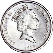 Cook Islands 5 Cents (Elizabeth II Echidna. Mule) ELIZABETH II COOK ISLANDS RDM 1988 coin obverse Cook Islands 5 Cents (Elizabeth II Echidna. Mule) ELIZABETH II COOK ISLANDS RDM 1988 coin obverse