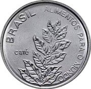 Brazil 5 Cruzeiros Coffee Plant 1985 KM# 599 BRASIL ALIMENTOS PARA O MUNDO CAFÉ coin obverse