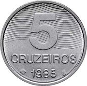 Brazil 5 Cruzeiros Coffee Plant 1985 KM# 599 5 CRUZEIROS 1985 coin reverse