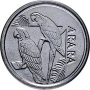 Brazil 5 Cruzeiros Reais Arara 1993 KM# 627 ARARA coin reverse