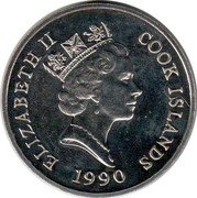 Cook Islands 5 Dollars Endangered Wildlife. European otter 1990 In Sets only 1991 COOK ISLANDS ELIZABETH II coin obverse