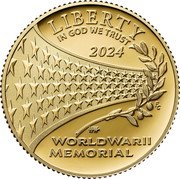 USA Five Dollars Greatest Generation 2024 W LIBERTY IN GOD WE TRUST 2024 WORLD WAR II MEMORIAL EC coin reverse USA Five Dollars Greatest Generation 2024 W LIBERTY IN GOD WE TRUST 2024 WORLD WAR II MEMORIAL EC coin reverse