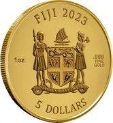 Fiji 5 Dollars (Unicorn) FIJI 2023 5 DOLLARS 1 OZ .999 FINE GOLD coin obverse Fiji 5 Dollars (Unicorn) FIJI 2023 5 DOLLARS 1 OZ .999 FINE GOLD coin obverse