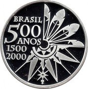 Brazil 5 Reais 500 Years of the Discovery of Brazil 2000 Proof KM# 654 BRASIL 500 ANOS 1500 2000 coin obverse Brazil 5 Reais 500 Years of the Discovery of Brazil 2000 Proof KM# 654 BRASIL 500 ANOS 1500 2000 coin obverse
