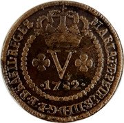 Brazil 5 Reis Maria I and Pedro III 1782 B KM# 200 MARIA I E PETRUS III D G P E BRASIL REGES V 1778 coin obverse Brazil 5 Reis Maria I and Pedro III 1782 B KM# 200 MARIA I E PETRUS III D G P E BRASIL REGES V 1778 coin obverse